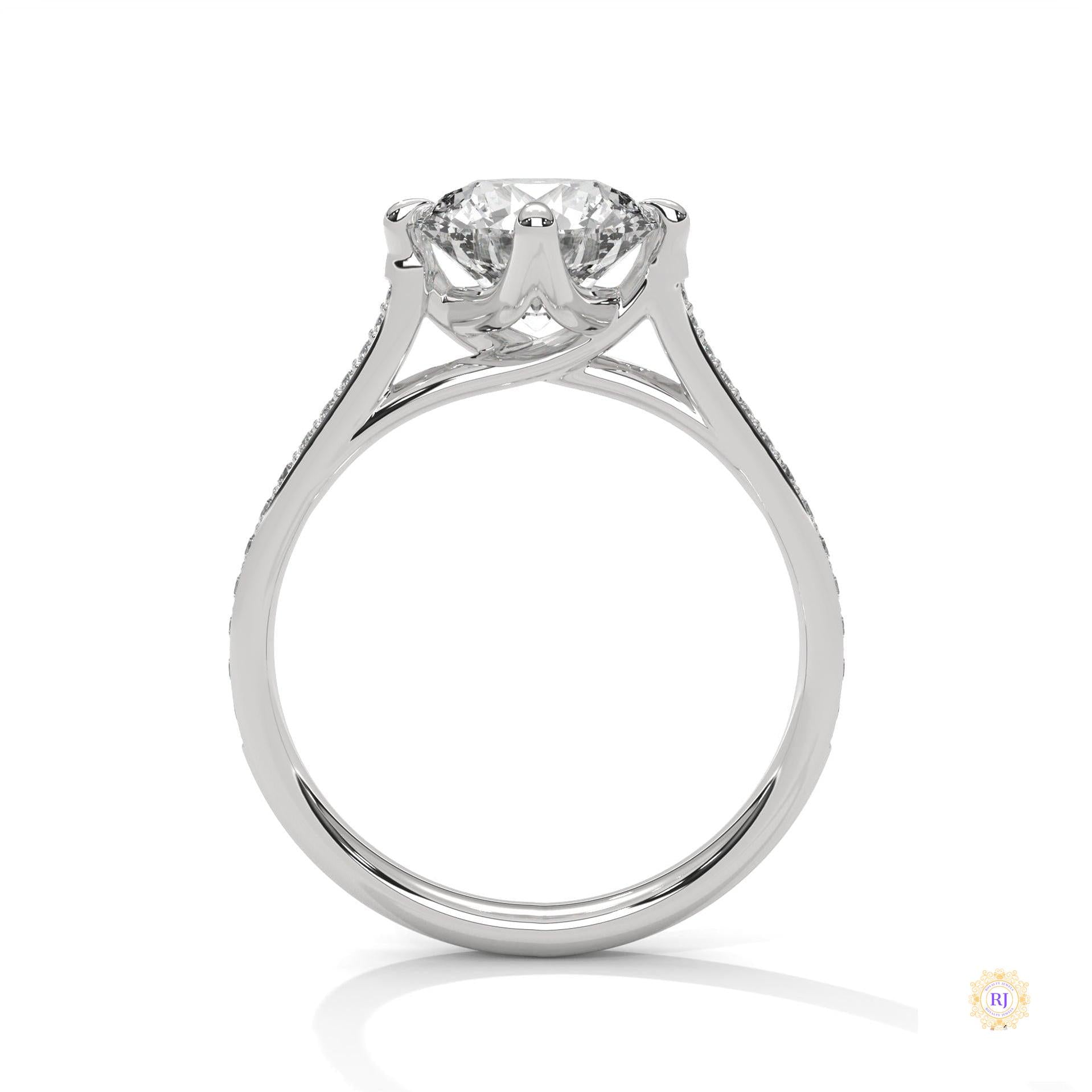 2.20 Ct. Pavé Diamond Solitaire Ring