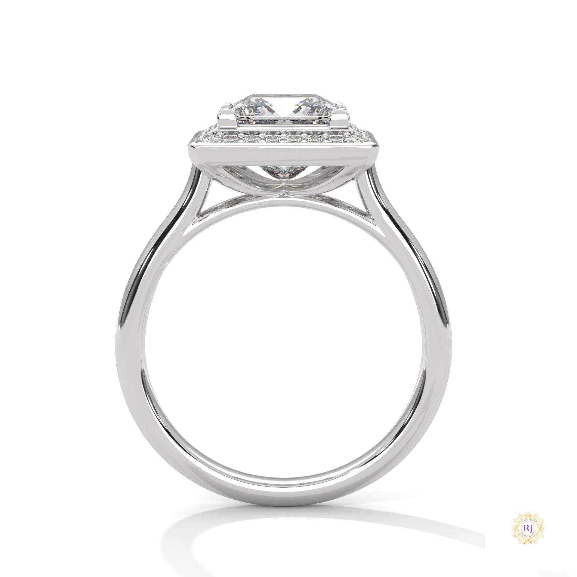 2.20 Ct. Princess-Cut Halo Lab Diamond Ring