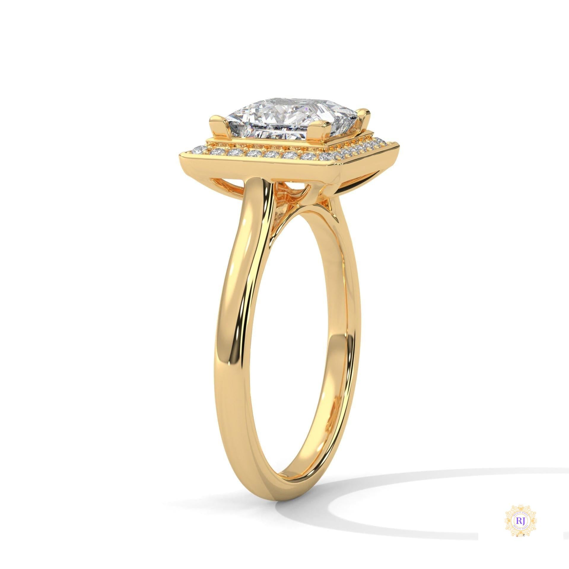 2.20 Ct. Princess-Cut Halo Lab Diamond Ring