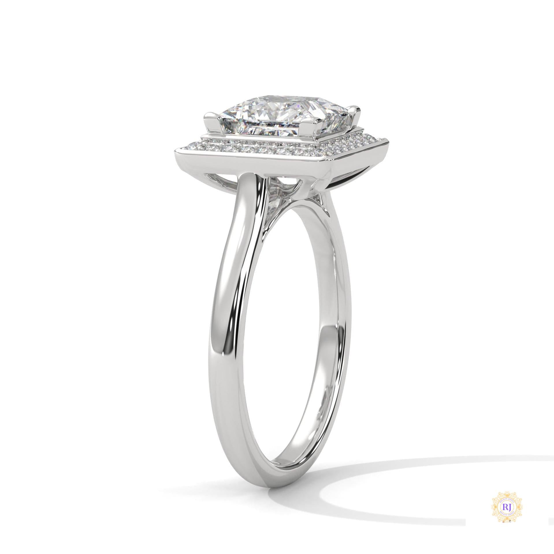 2.20 Ct. Princess-Cut Halo Lab Diamond Ring