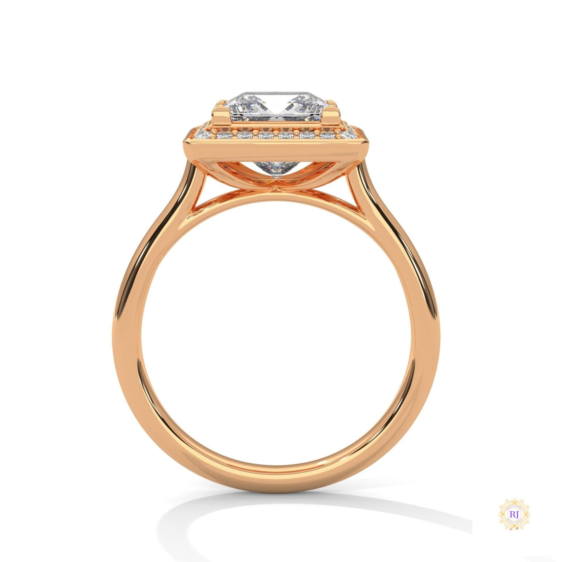 2.20 Ct. Princess-Cut Halo Lab Diamond Ring
