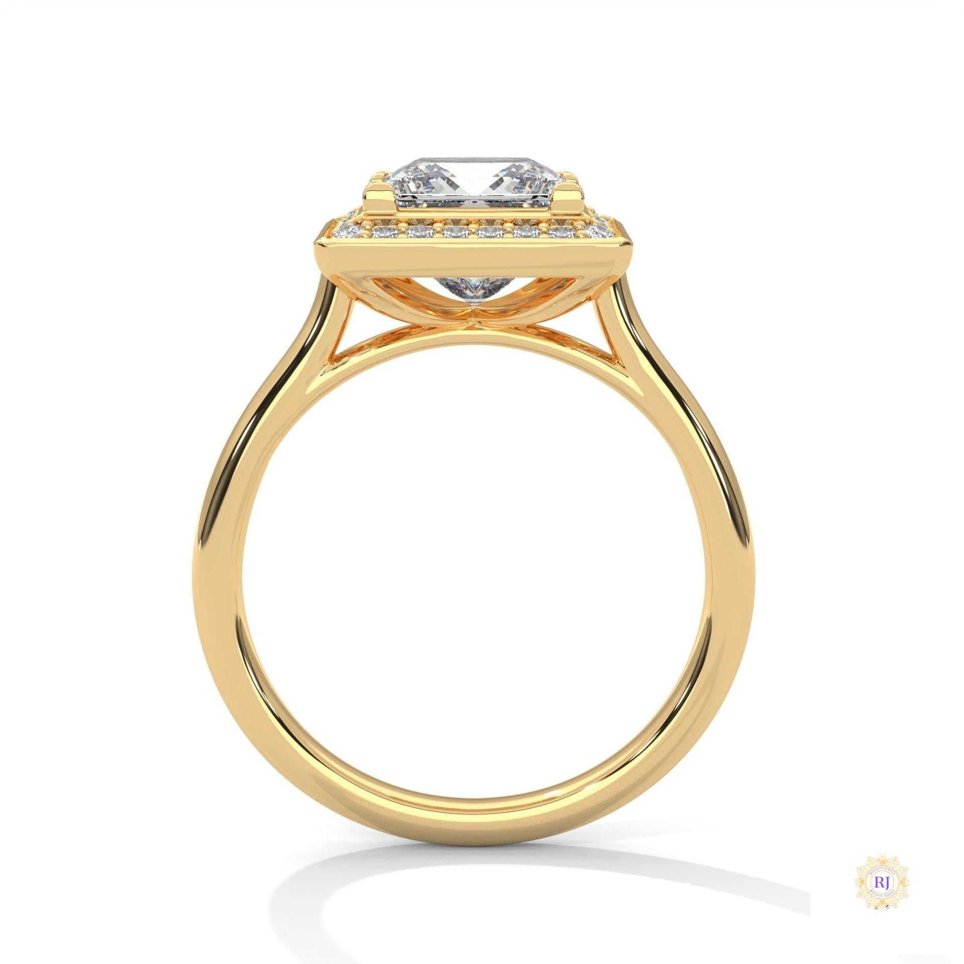 2.20 Ct. Princess-Cut Halo Lab Diamond Ring