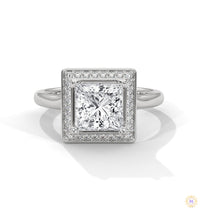 2.20 Ct. Princess-Cut Halo Lab Diamond Ring