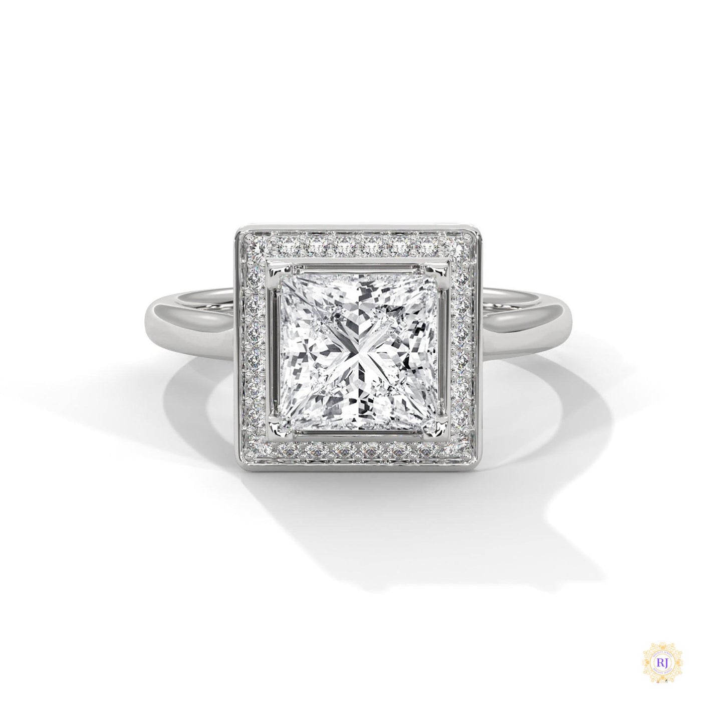 2.20 Ct. Princess-Cut Halo Lab Diamond Ring