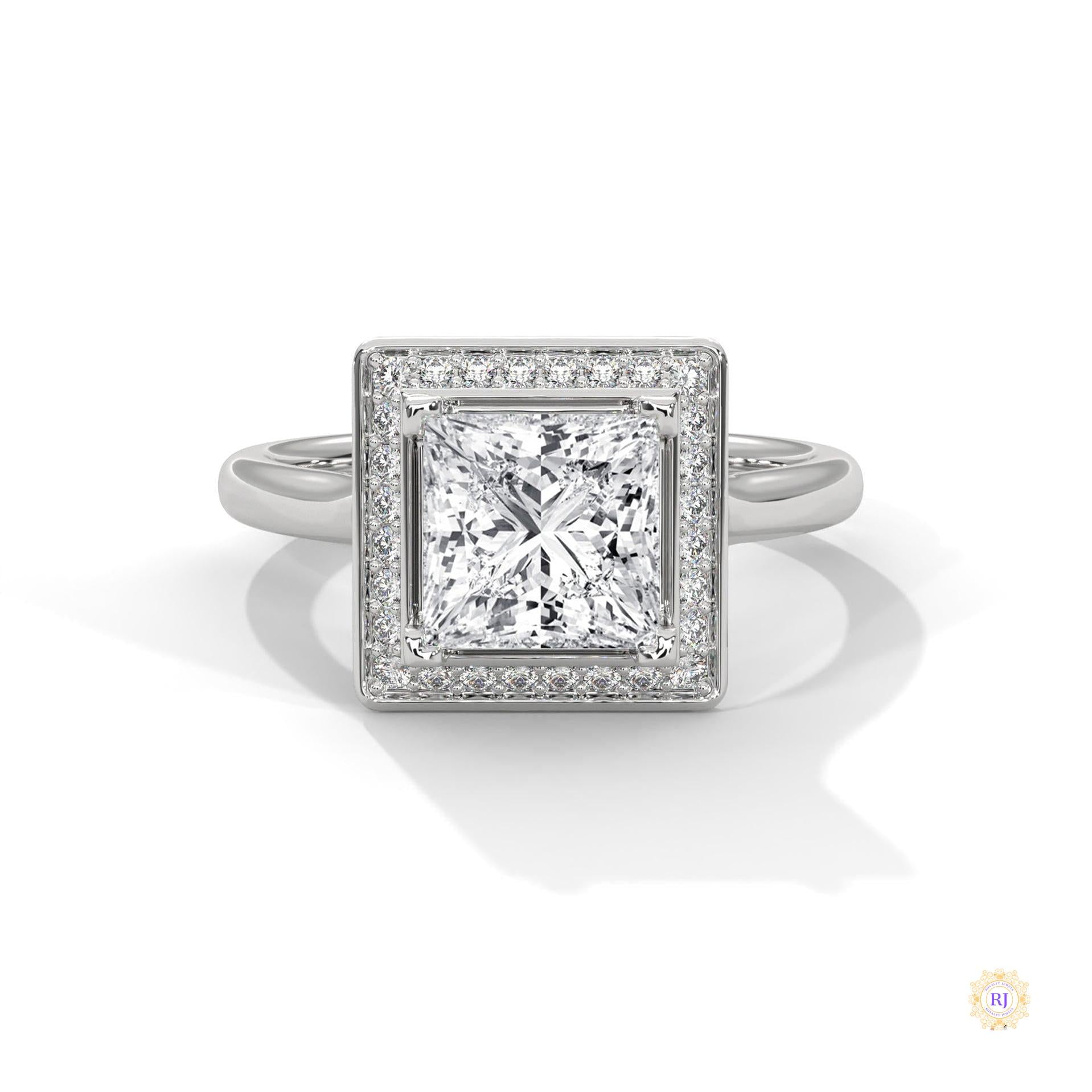 2.20 Ct. Princess-Cut Halo Lab Diamond Ring