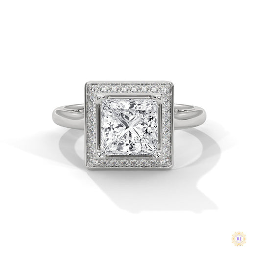 2.20 Ct. Princess-Cut Halo Lab Diamond Ring
