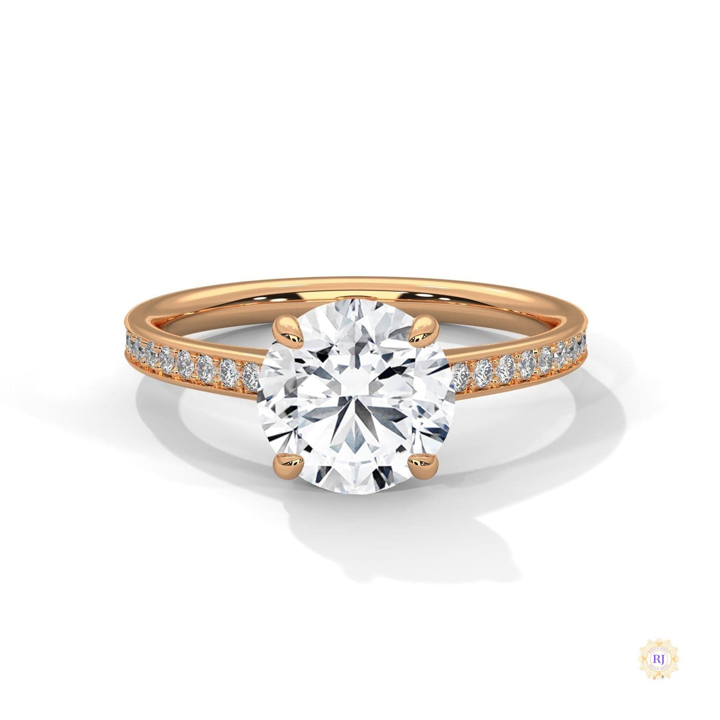 2.20 Ct. Round Lab Diamond Pavé Engagement Ring