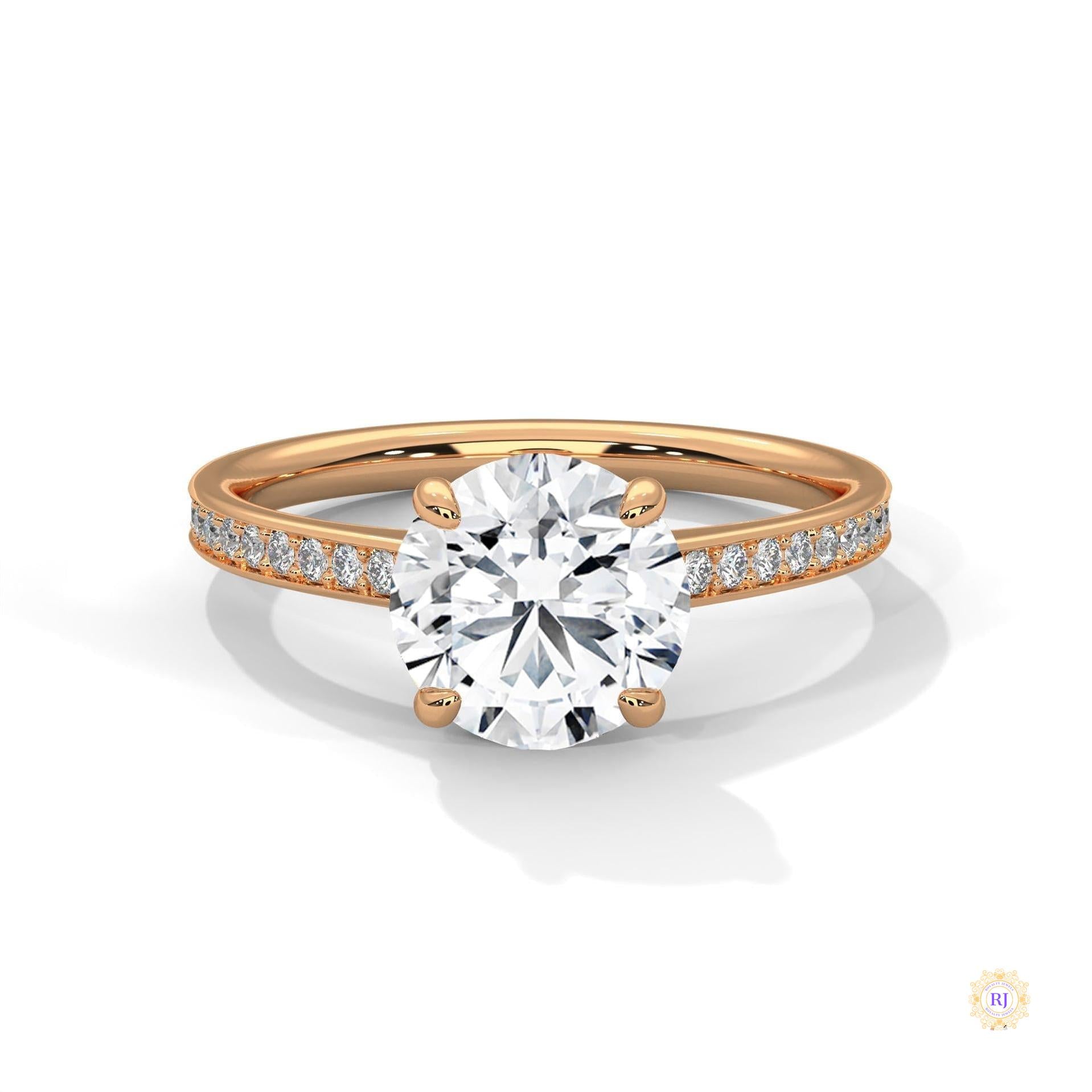 2.20 Ct. Round Lab Diamond Pavé Engagement Ring