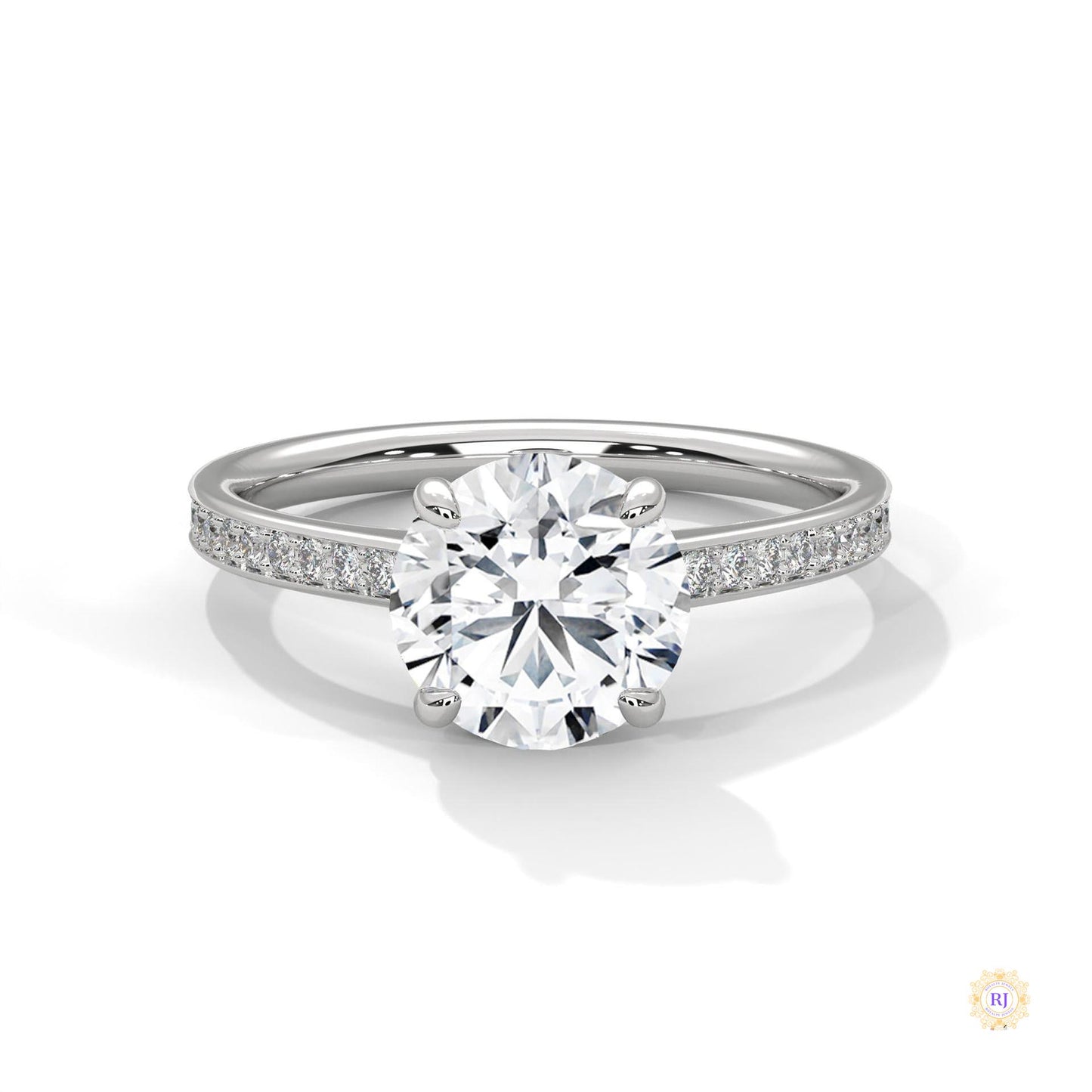 2.20 Ct. Round Lab Diamond Pavé Engagement Ring