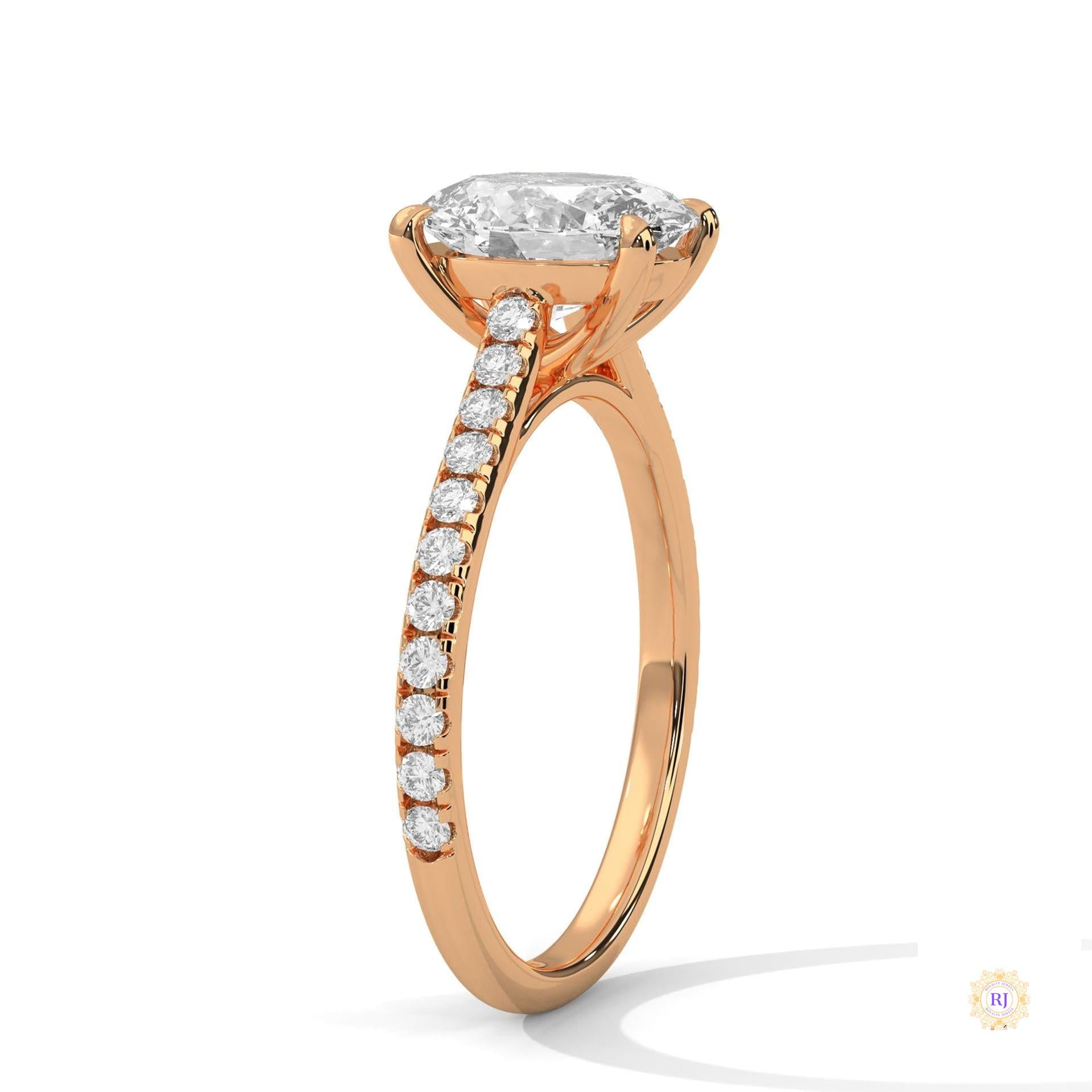 2.25 Ct Oval Lab Diamond pave Engagement Ring