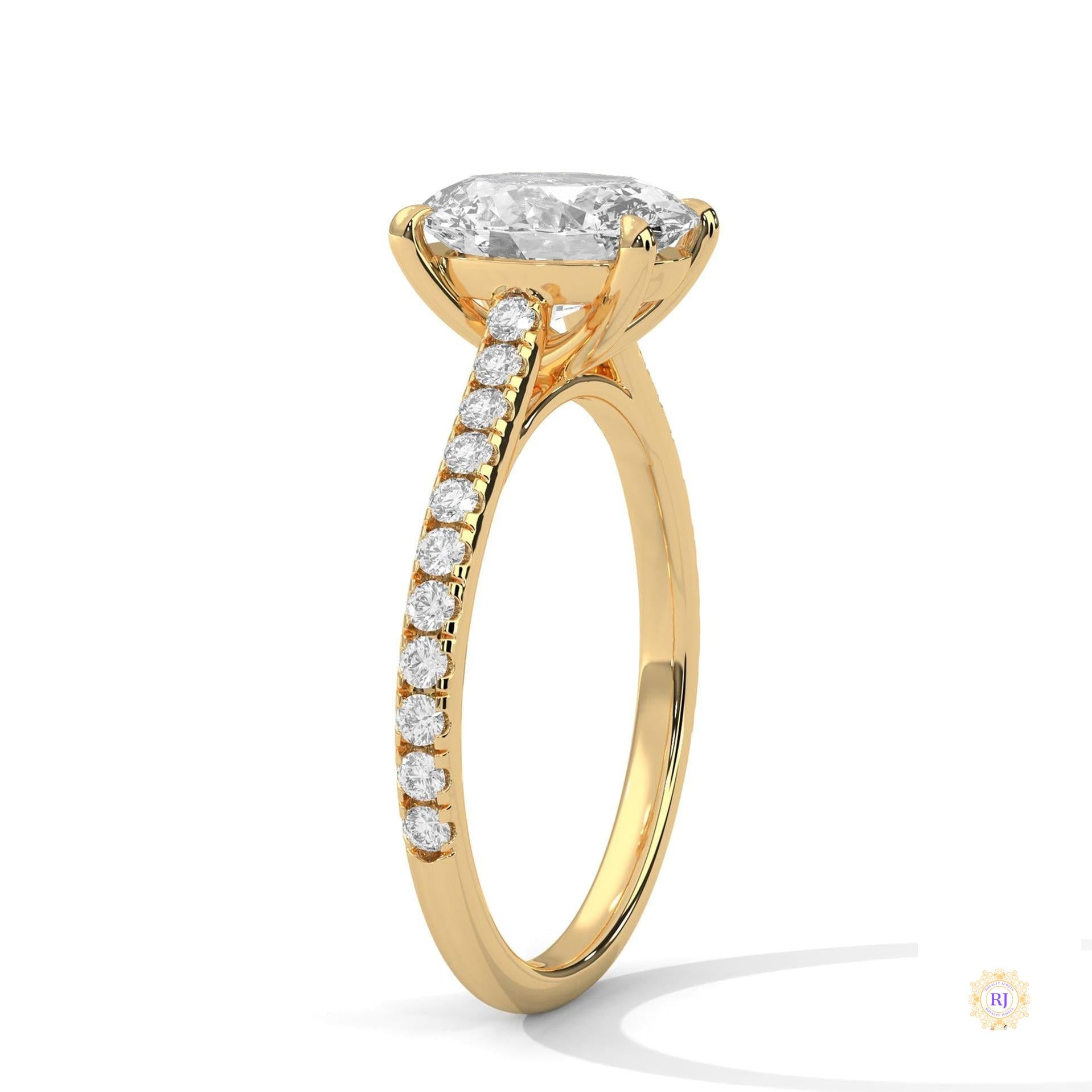 2.25 Ct Oval Lab Diamond pave Engagement Ring