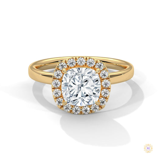 2.25 Ct. Cushion Halo Lab Diamond Ring