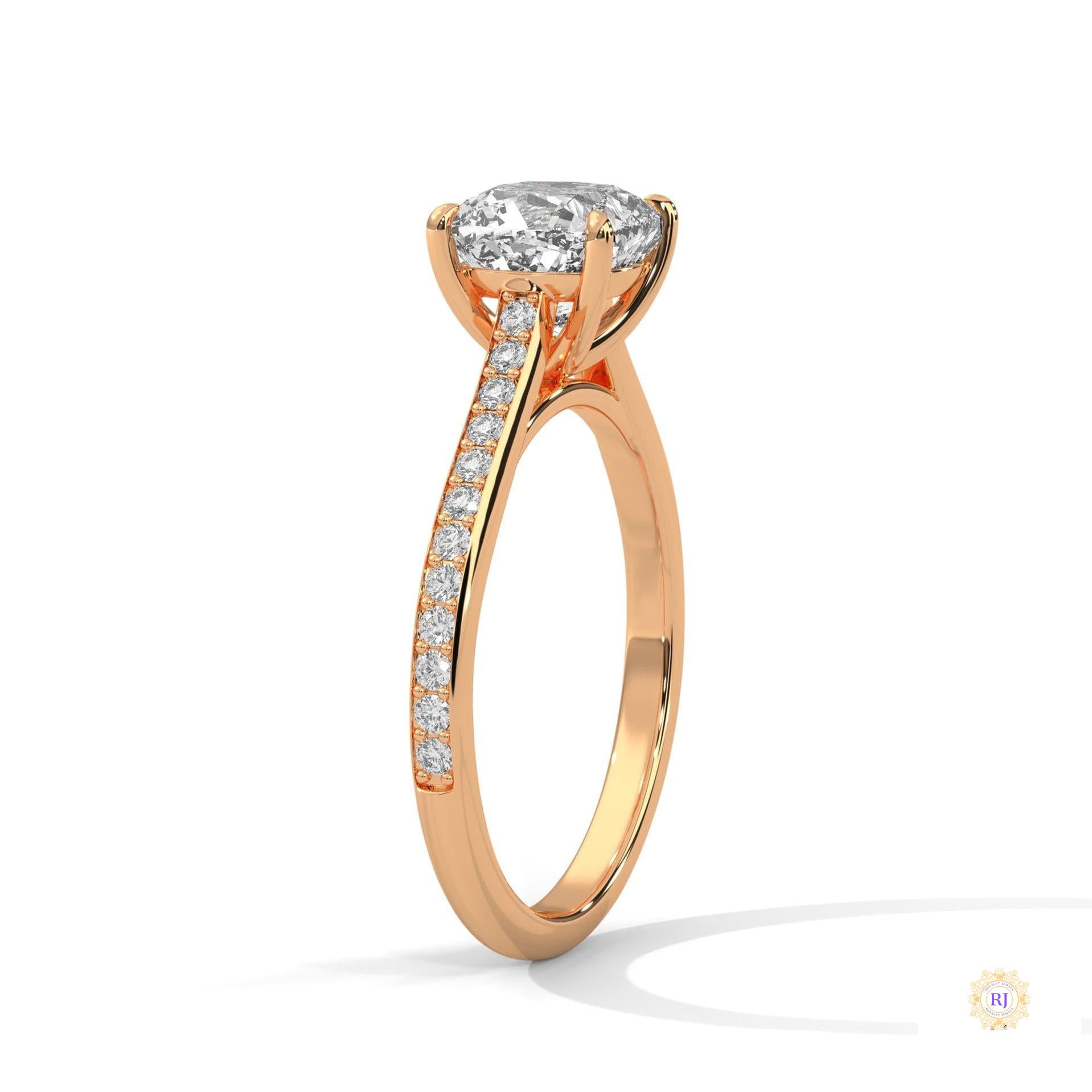 2.25 Ct. Cushion Solitaire Lab Diamond Pavé Ring