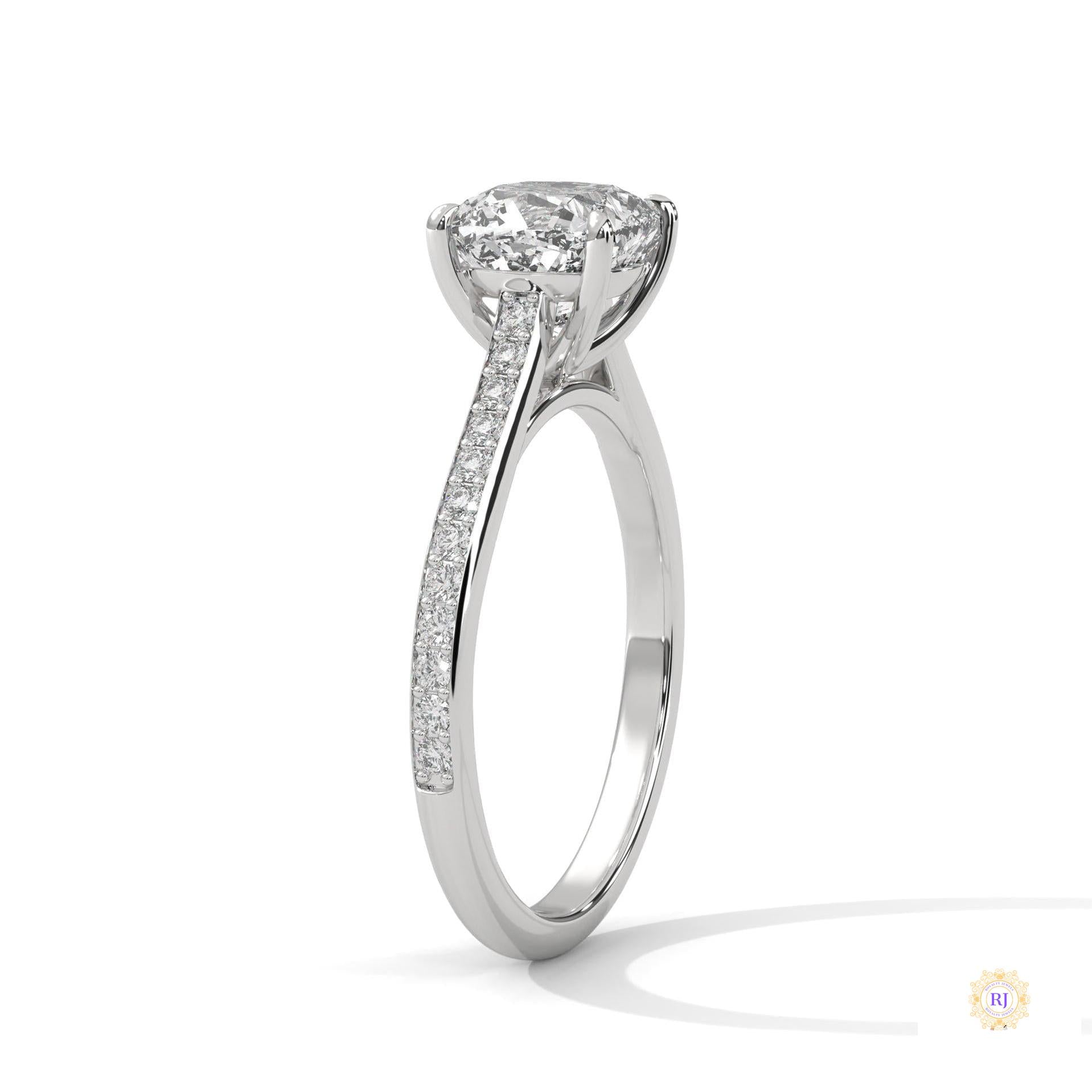2.25 Ct. Cushion Solitaire Lab Diamond Pavé Ring
