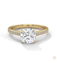 2.25 Ct. Cushion Solitaire Lab Diamond Pavé Ring