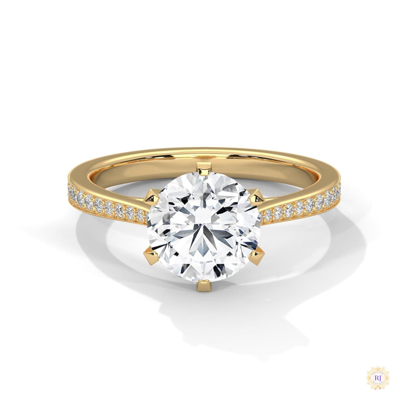2.25 Ct. Pavé Solitaire Lab Diamond Engagement Ring