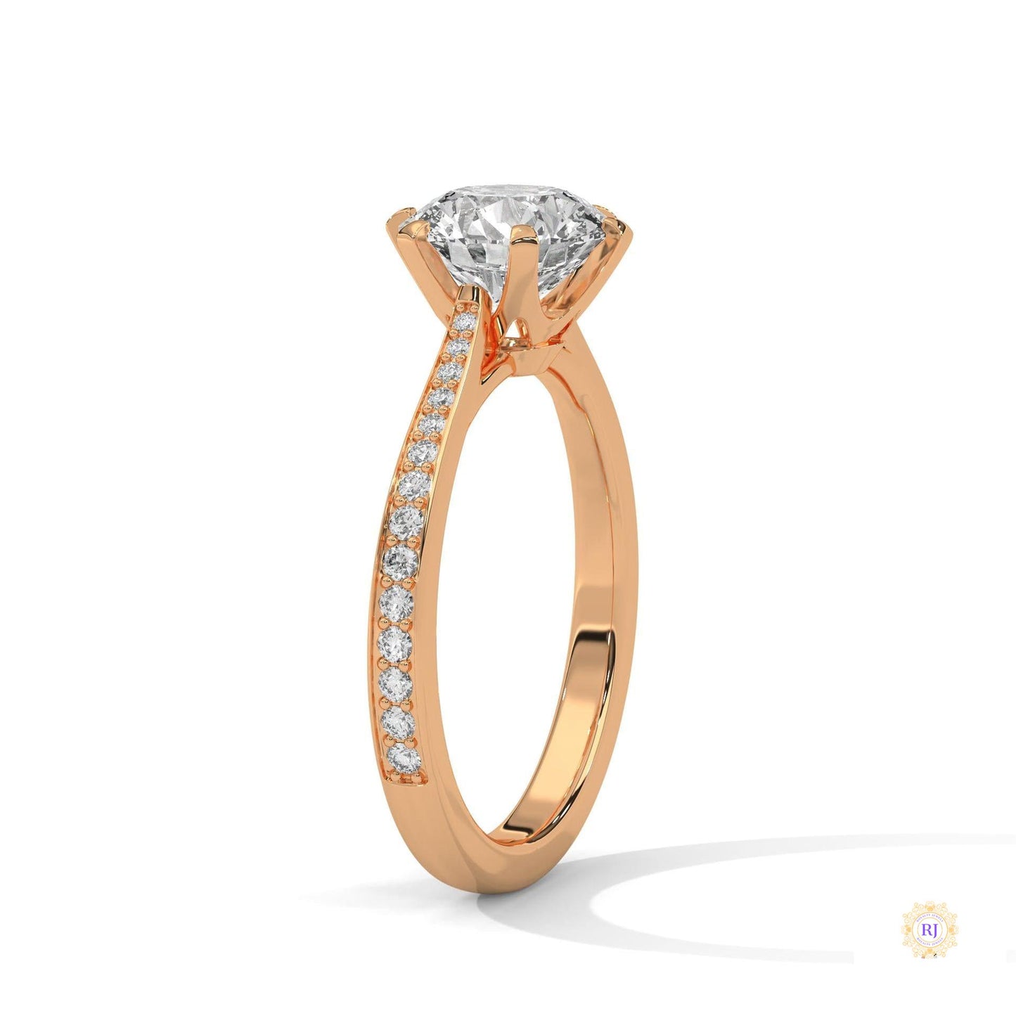 2.25 Ct. Pavé Solitaire Lab Diamond Engagement Ring