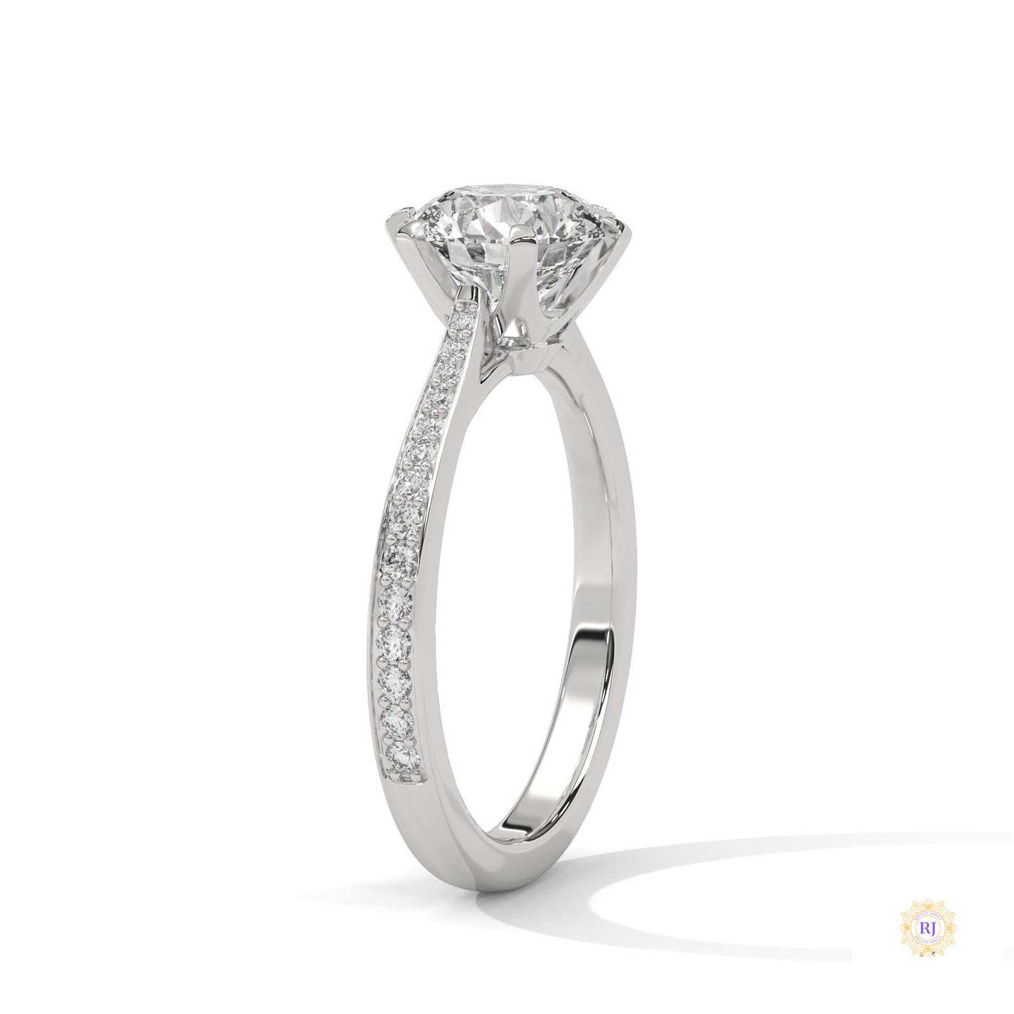 2.25 Ct. Pavé Solitaire Lab Diamond Engagement Ring