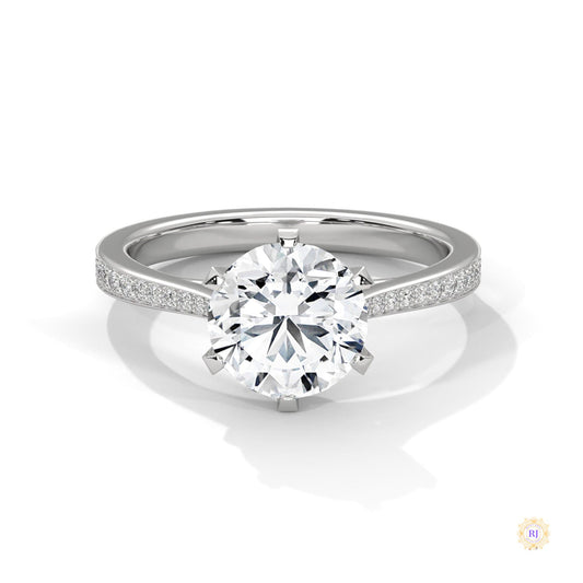 2.25 Ct. Pavé Solitaire Lab Diamond Engagement Ring