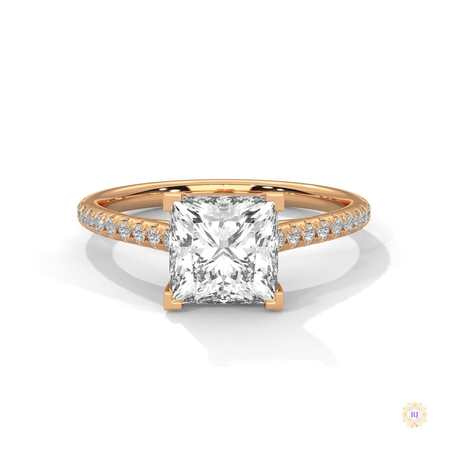 2.25 Ct. Princess Cut Pavé Lab Diamond Engagement Ring