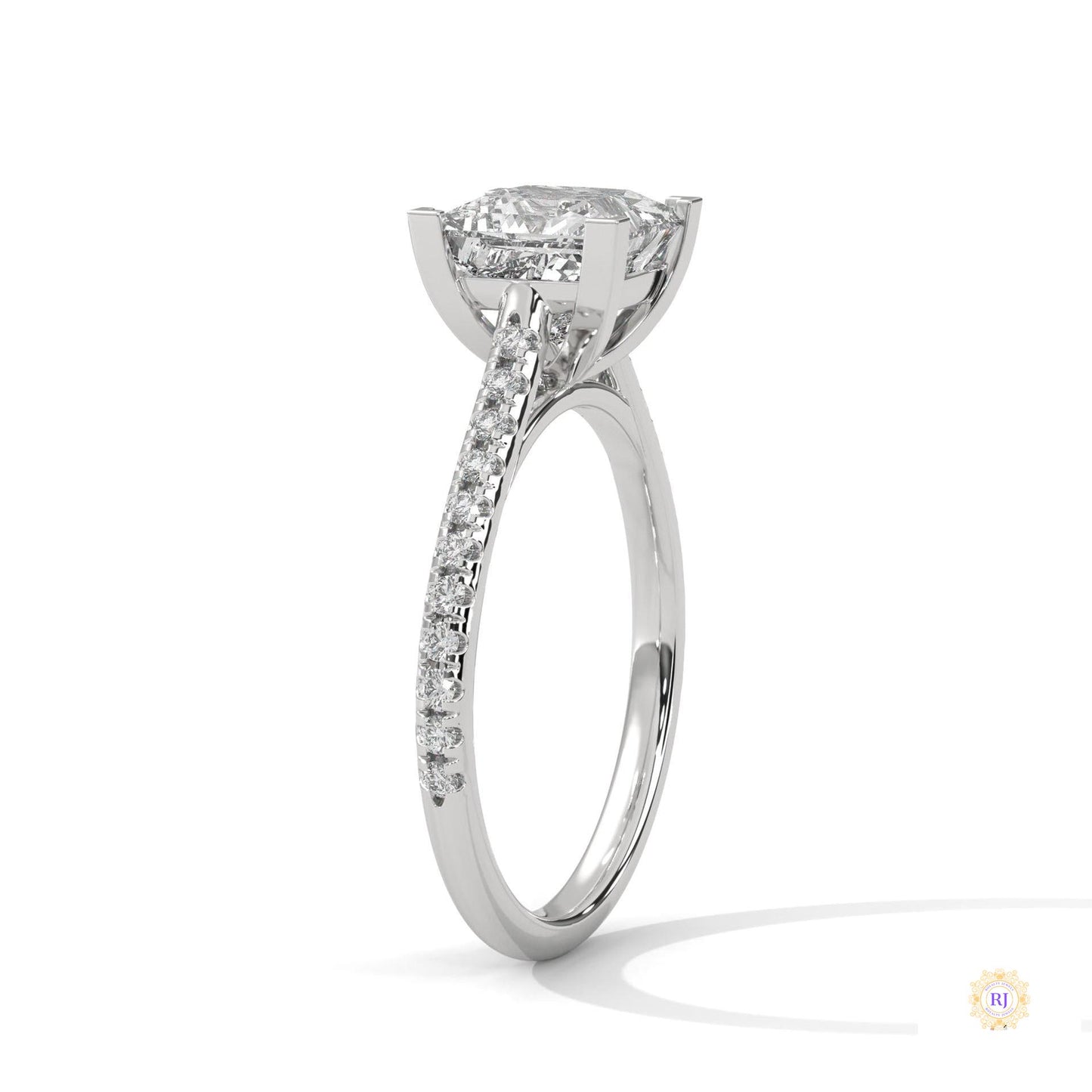 2.25 Ct. Princess Cut Pavé Lab Diamond Engagement Ring