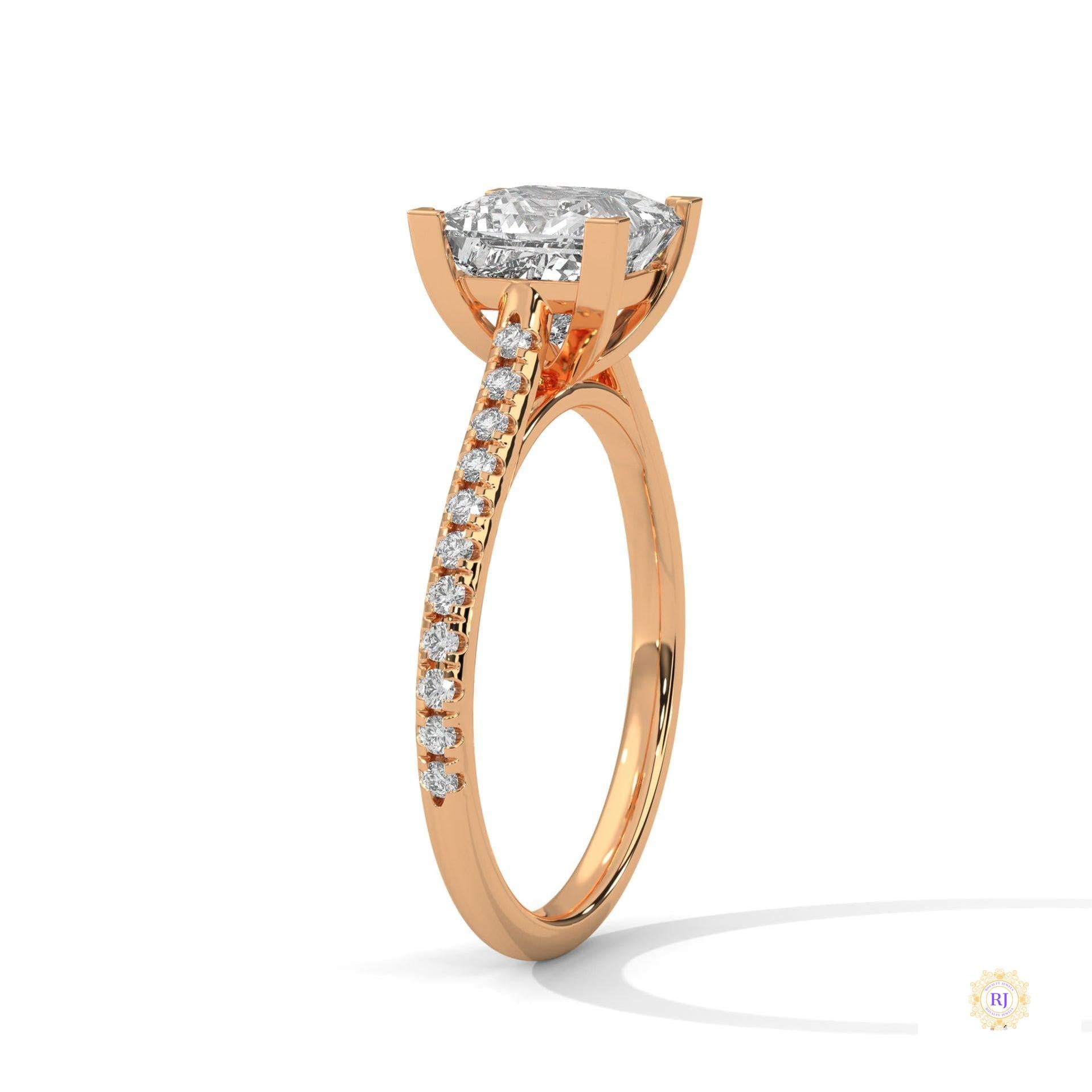 2.25 Ct. Princess Cut Pavé Lab Diamond Engagement Ring