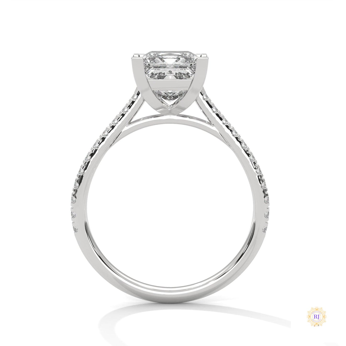 2.25 Ct. Princess Cut Pavé Lab Diamond Engagement Ring