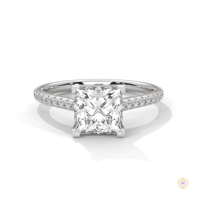 2.25 Ct. Princess Cut Pavé Lab Diamond Engagement Ring