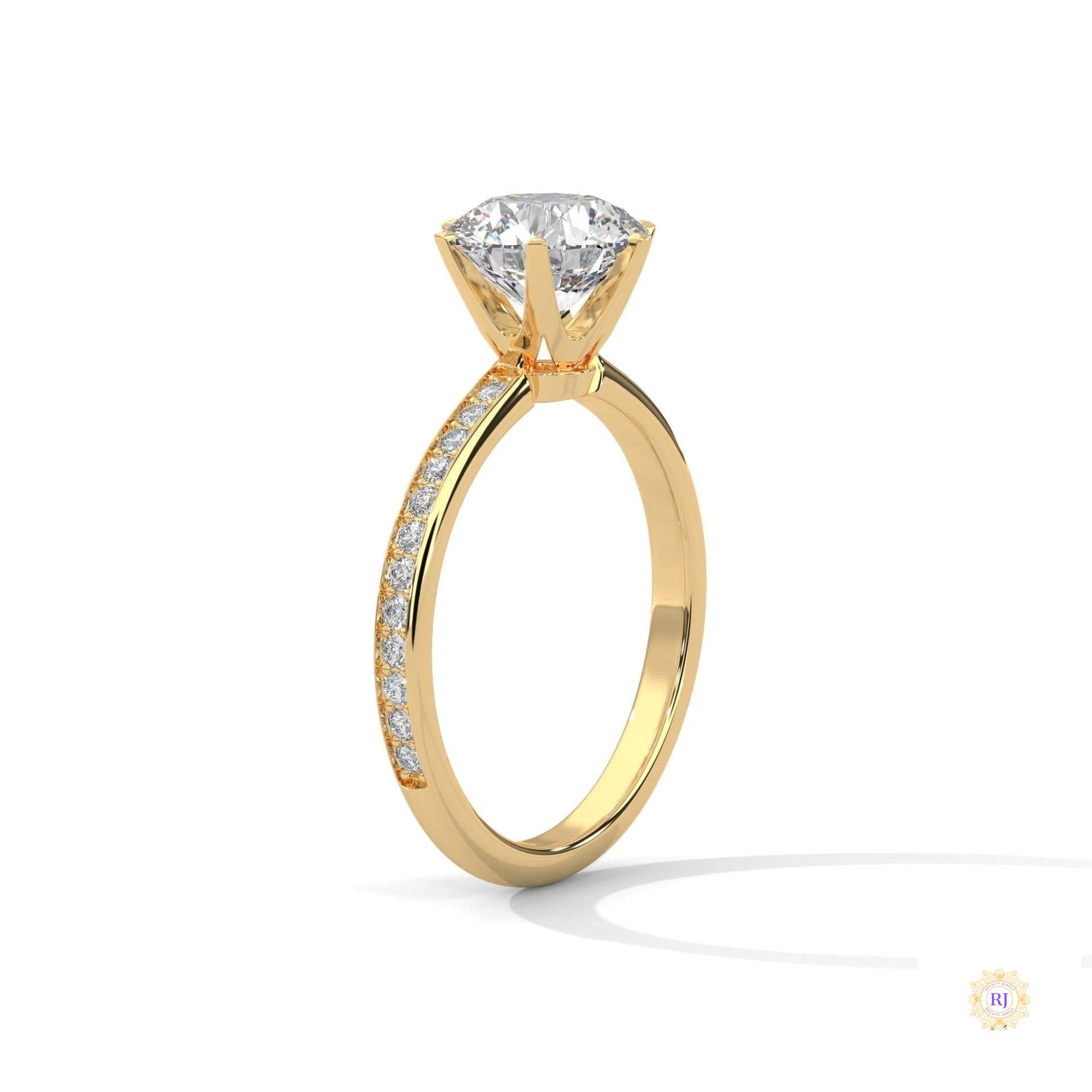 2.25 Ct. Six-Prong Pavé Diamond Ring