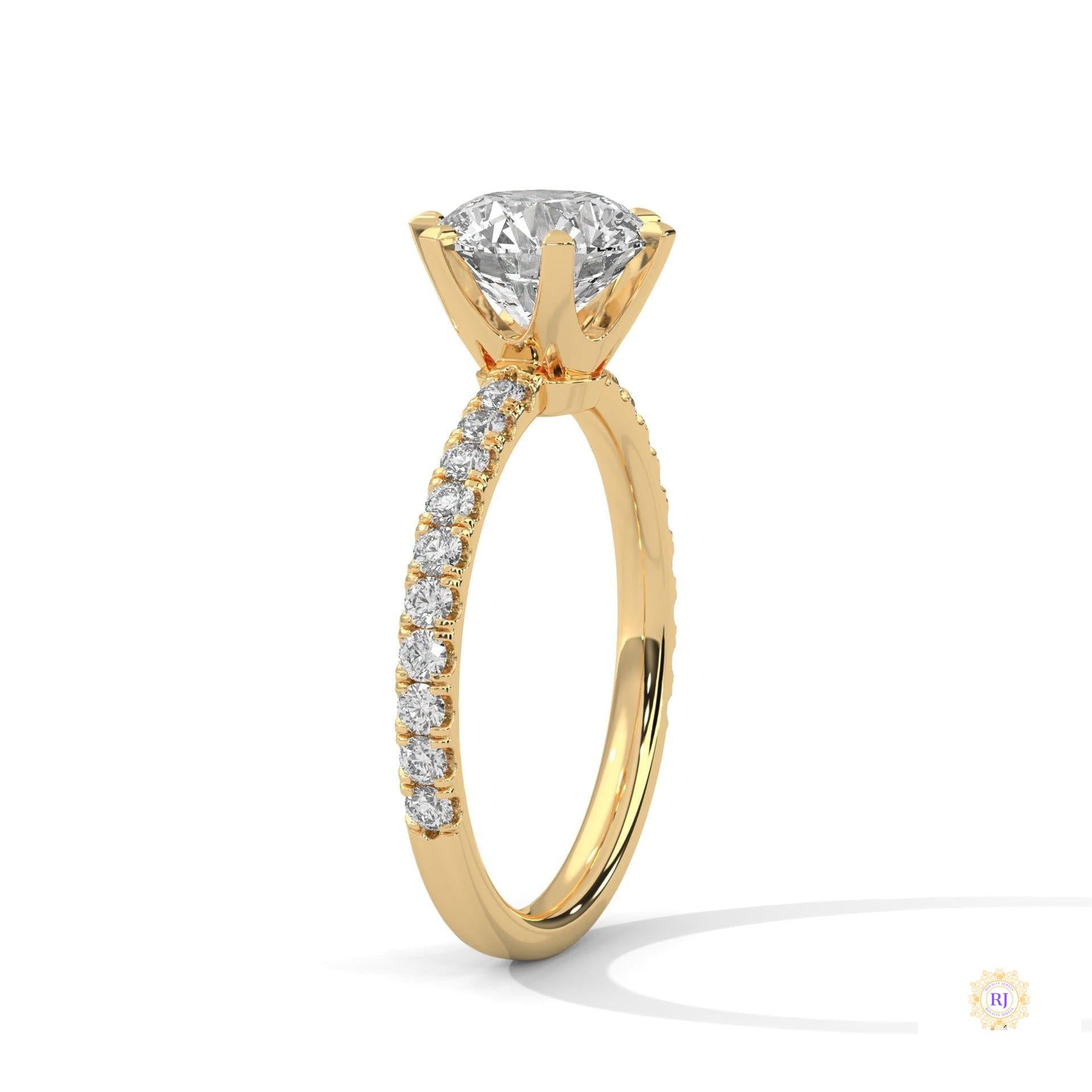 2.25 Ct. Six-Prong Pavé Lab Diamond Ring