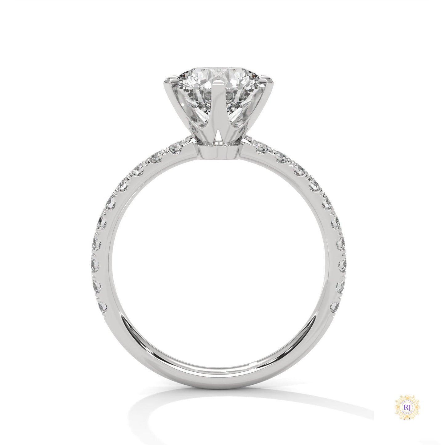 2.25 Ct. Six-Prong Pavé Lab Diamond Ring