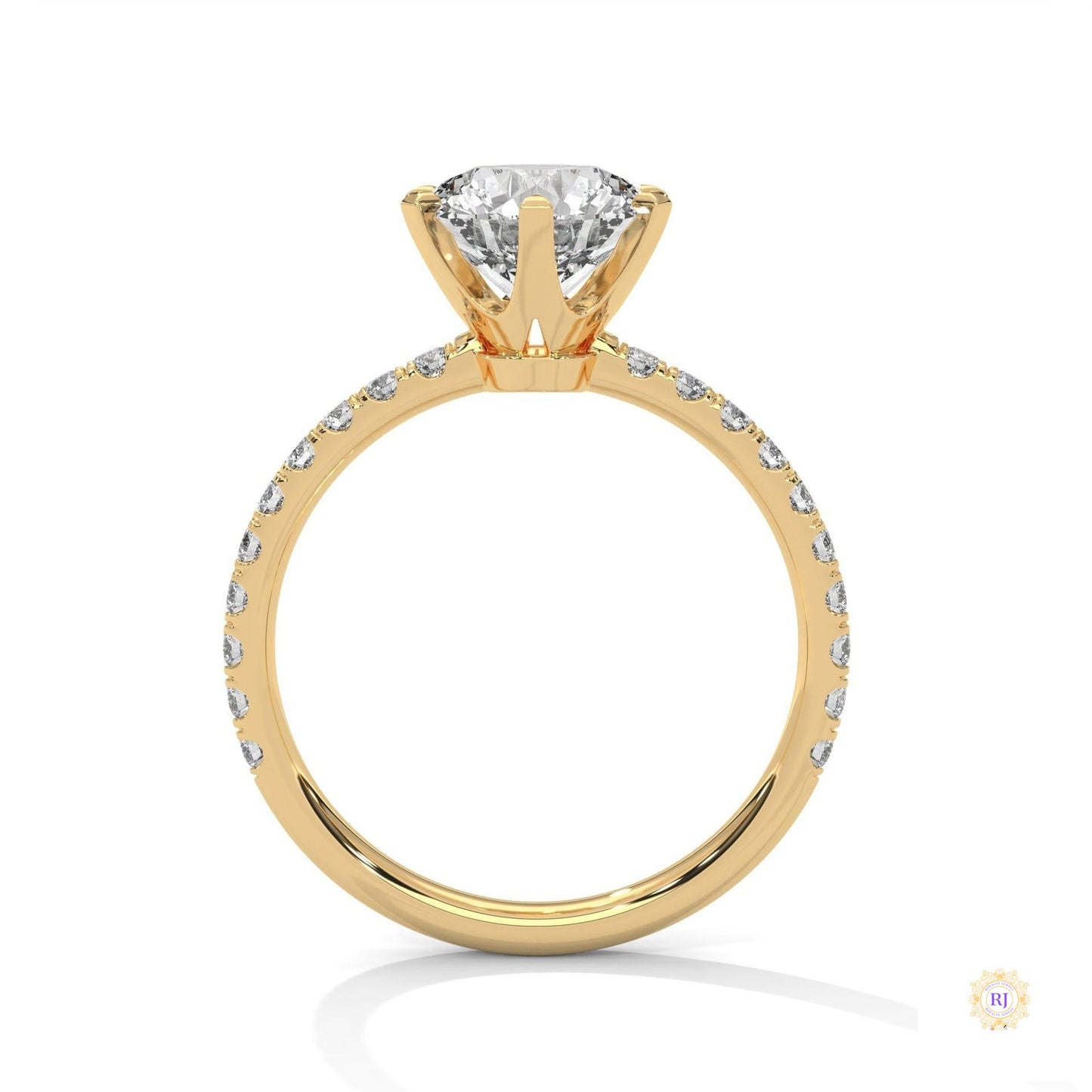 2.25 Ct. Six-Prong Pavé Lab Diamond Ring