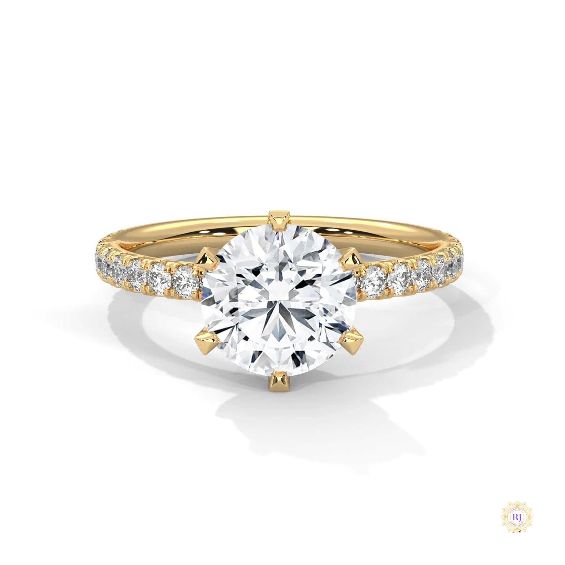 2.25 Ct. Six-Prong Pavé Lab Diamond Ring