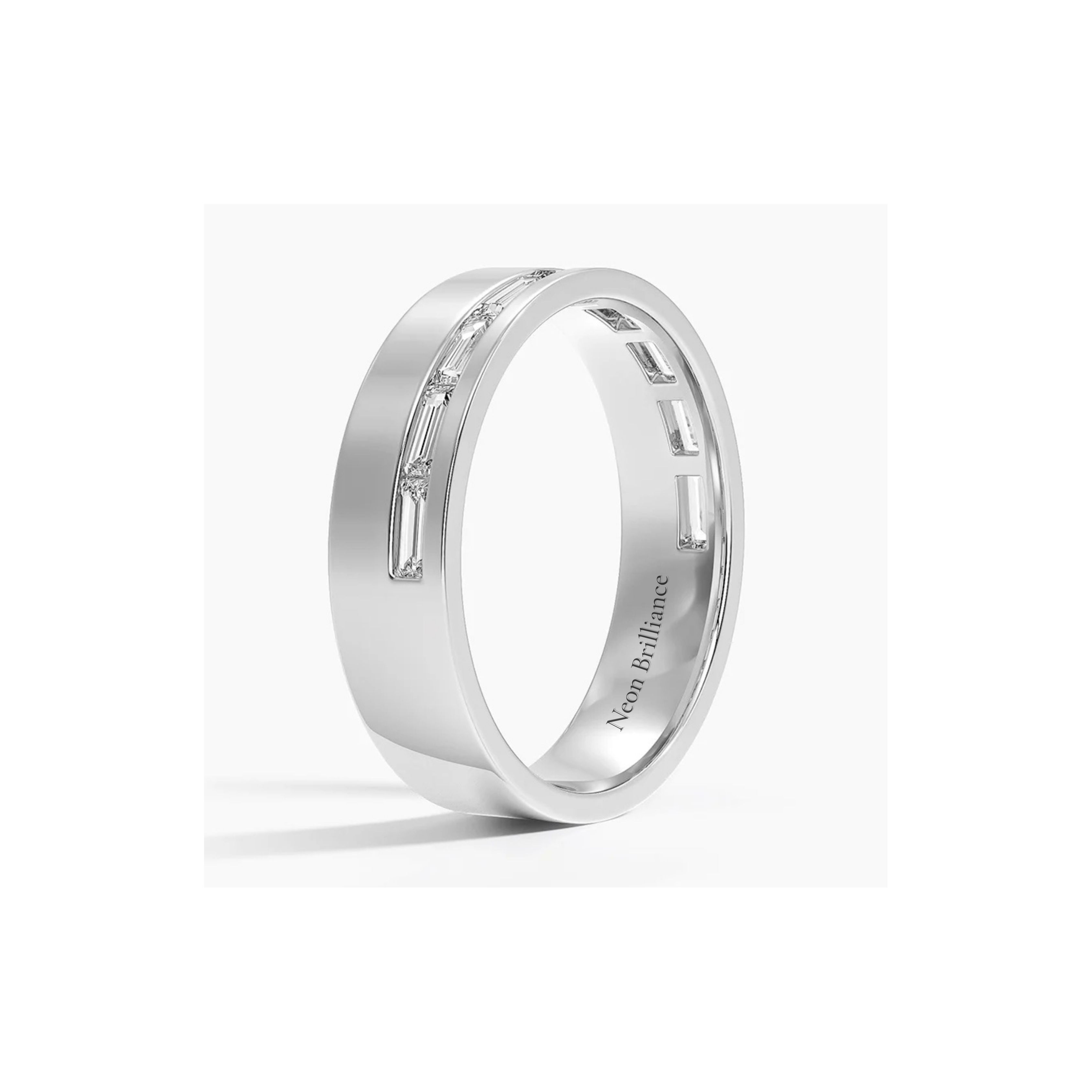 14K Gold Baguette Lab Diamond Men's Eternity Band