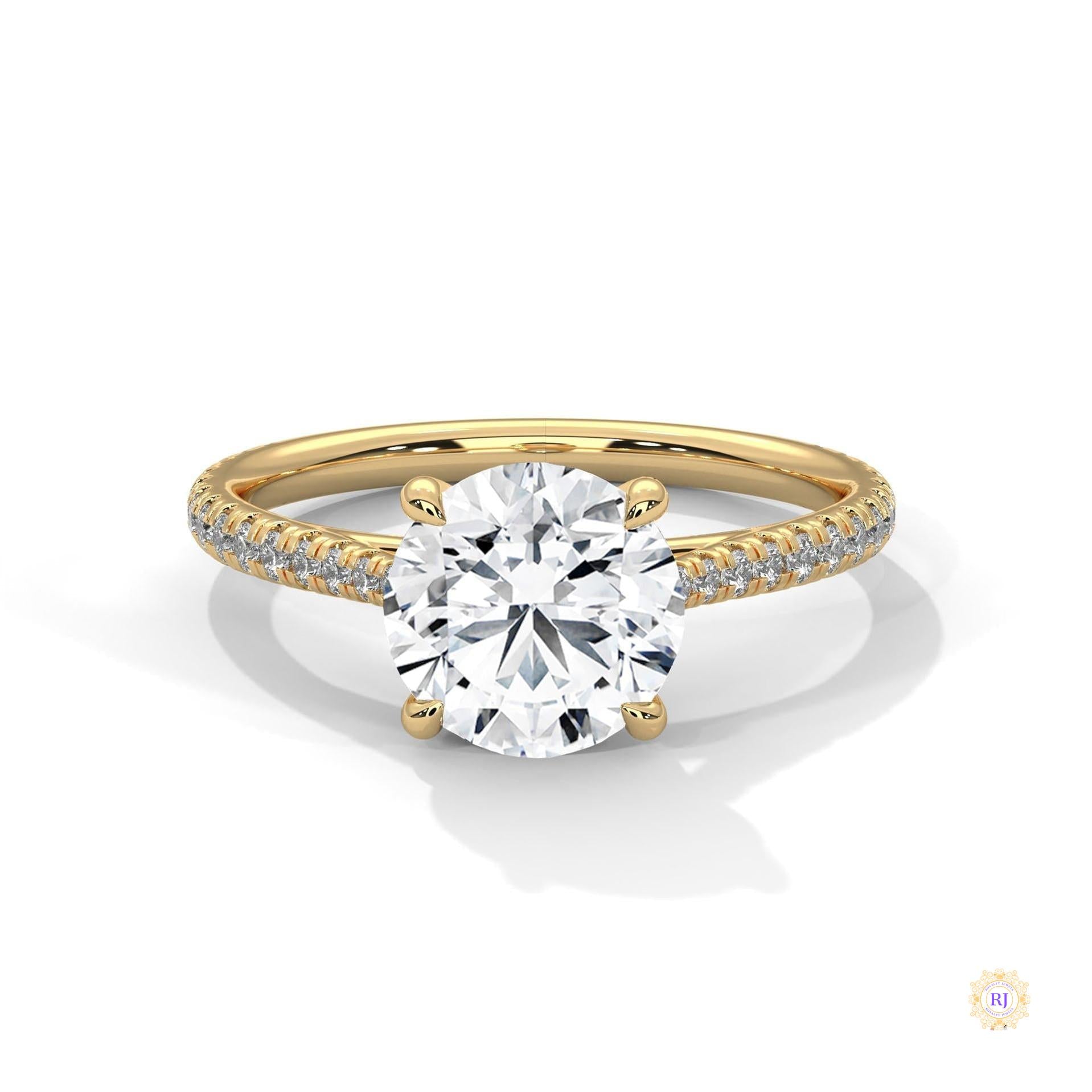 2.30 Ct. Round Lab Diamond Pavé Engagement Ring