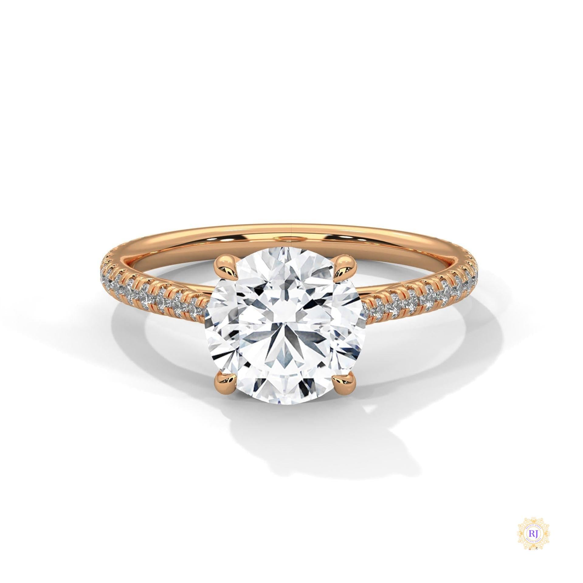 2.30 Ct. Round Lab Diamond Pavé Engagement Ring