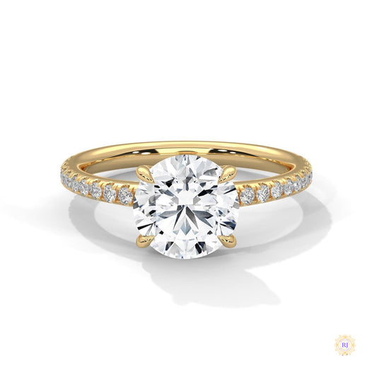 2.30 Ct. Round Pavé Solitaire Engagement Ring