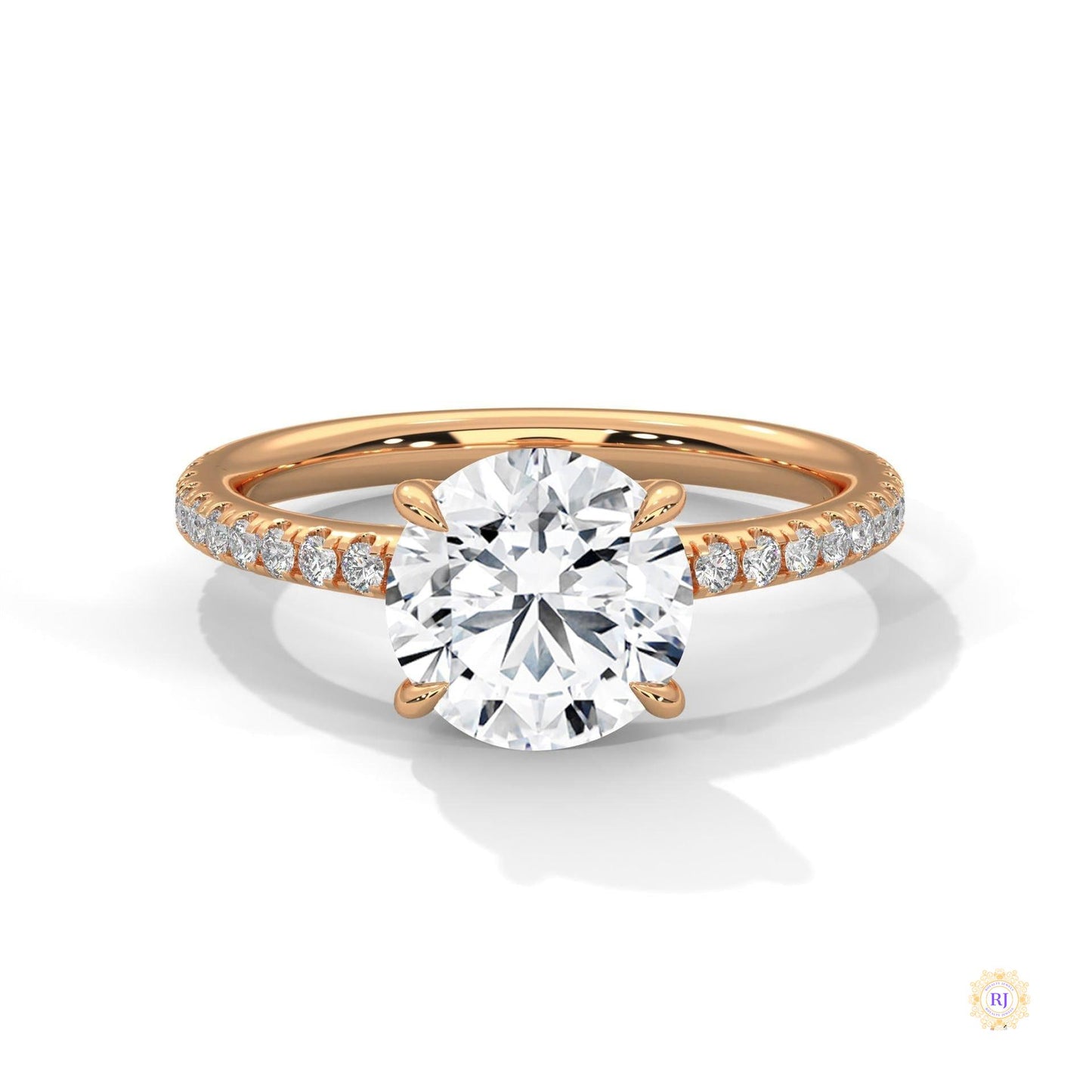 2.30 Ct. Round Pavé Solitaire Engagement Ring