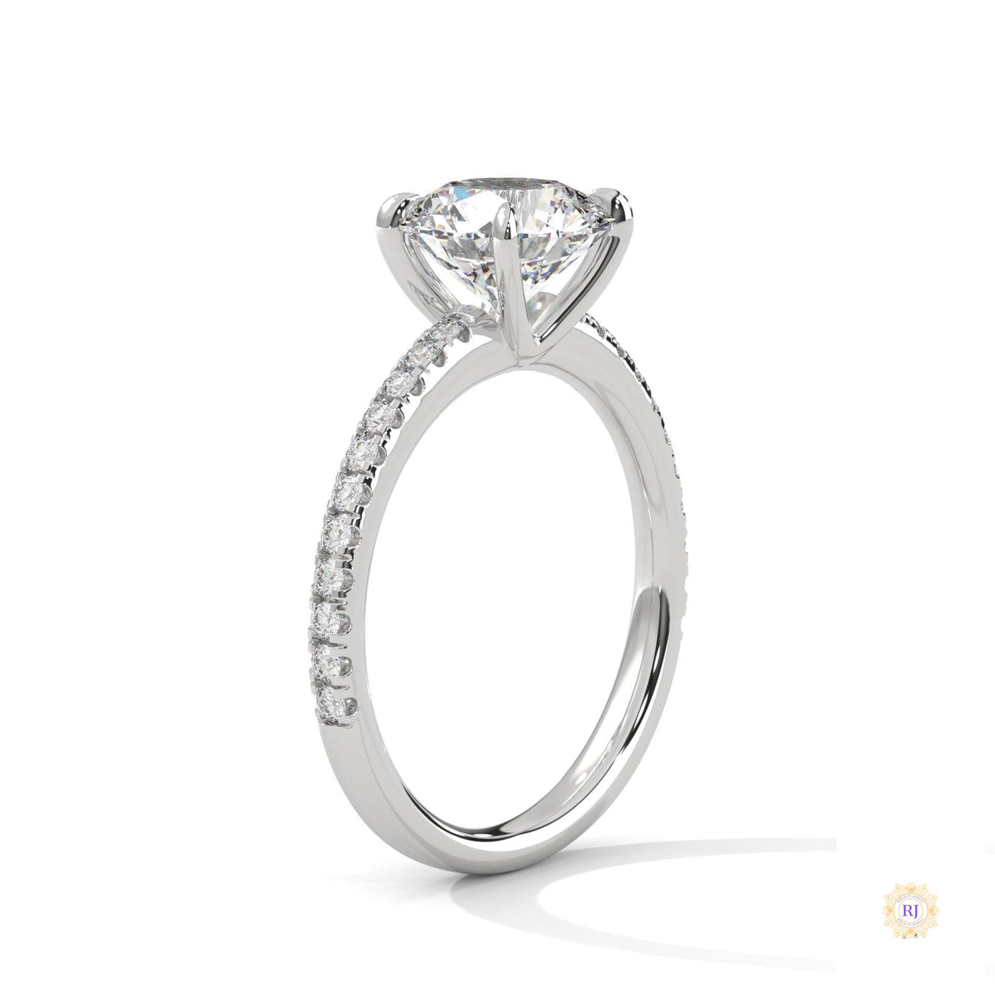 2.30 Ct. Round Pavé Solitaire Engagement Ring