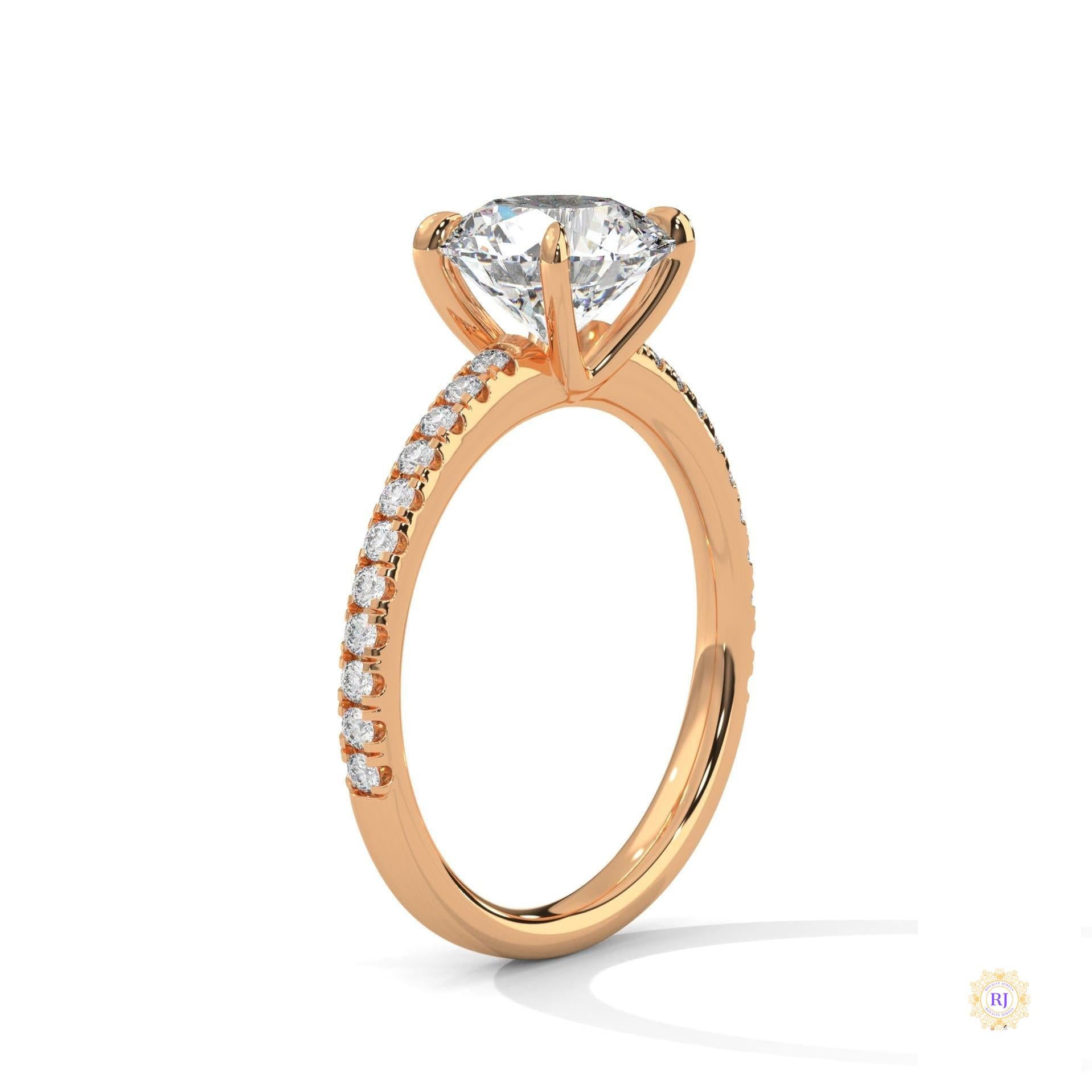 2.30 Ct. Round Pavé Solitaire Engagement Ring