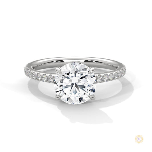 2.30 Ct. Round Pavé Solitaire Engagement Ring