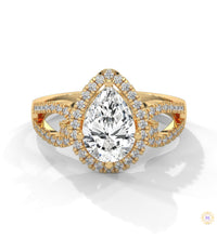 2.35 Ct. Pear Halo Lab Diamond Engagement Ring
