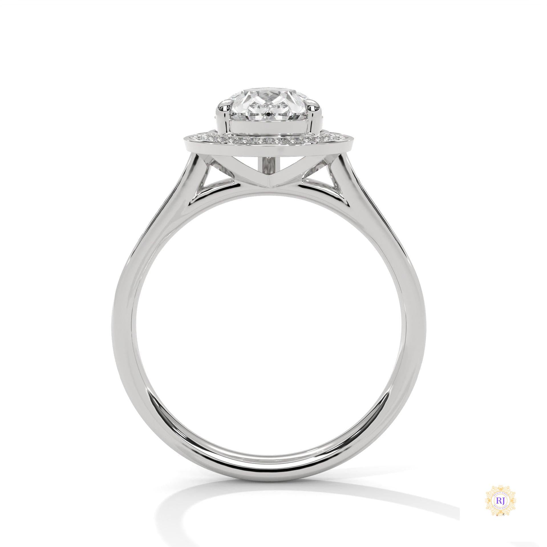 2.35 Ct. Pear Halo Lab Diamond Engagement Ring