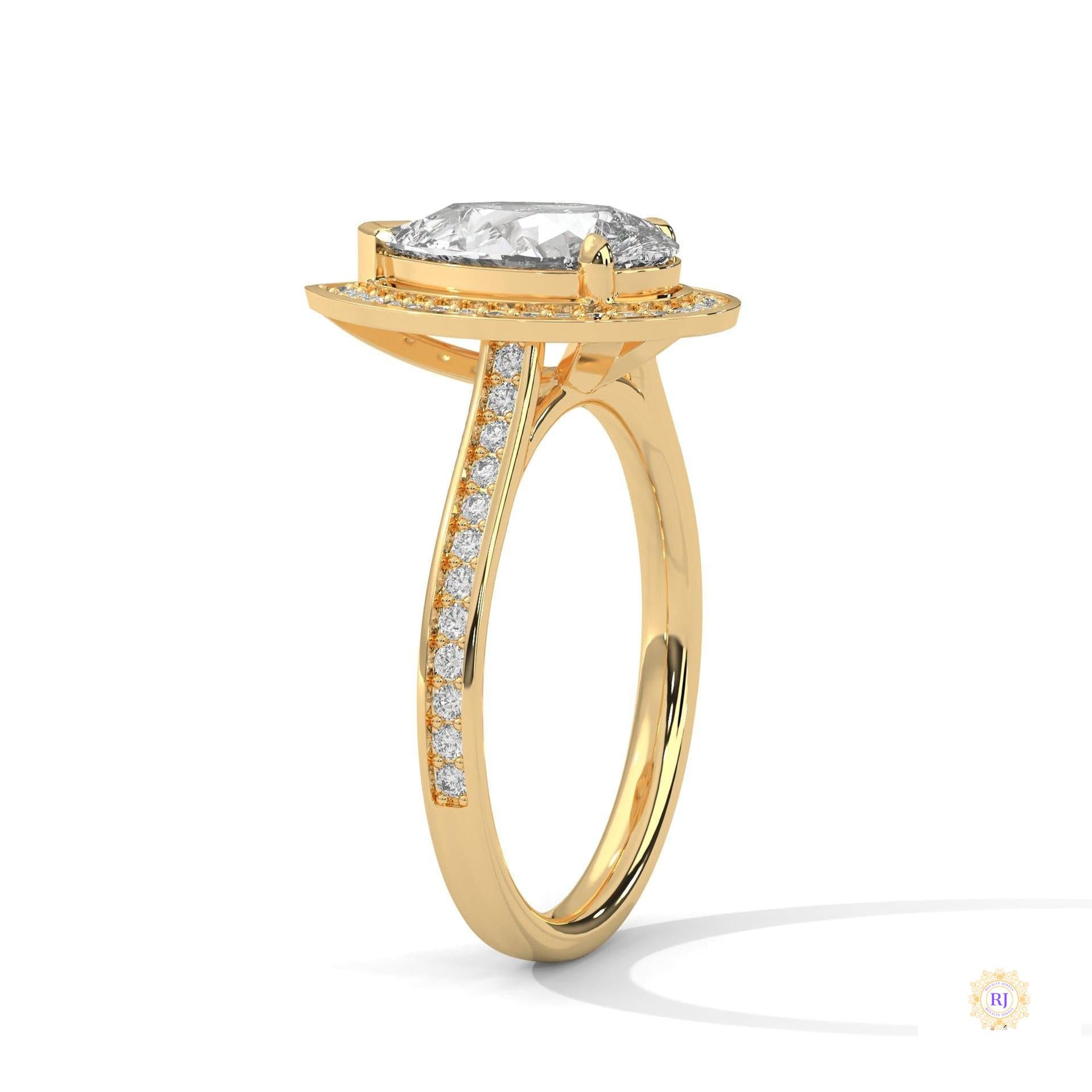 2.35 Ct. Pear Halo Lab Diamond Engagement Ring