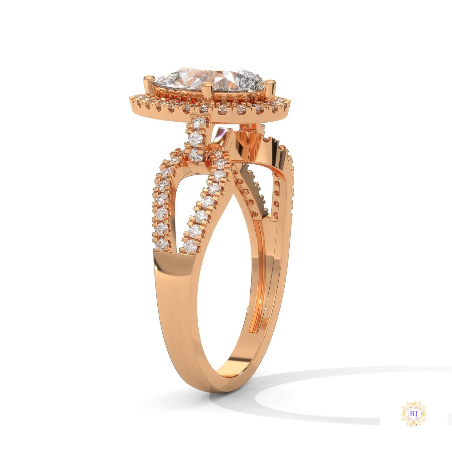 2.35 Ct. Pear Halo Lab Diamond Engagement Ring