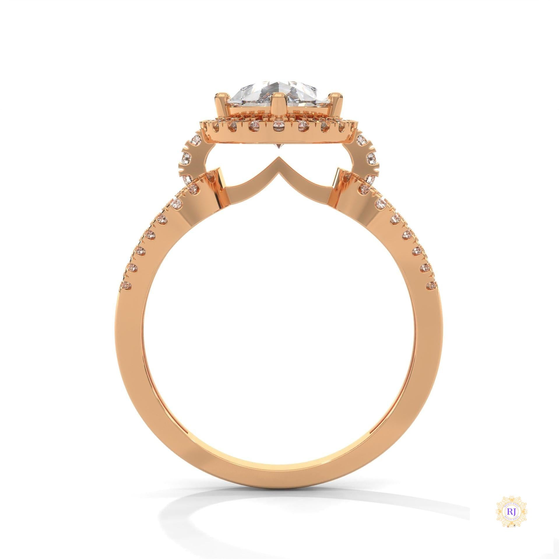 2.35 Ct. Pear Halo Lab Diamond Engagement Ring