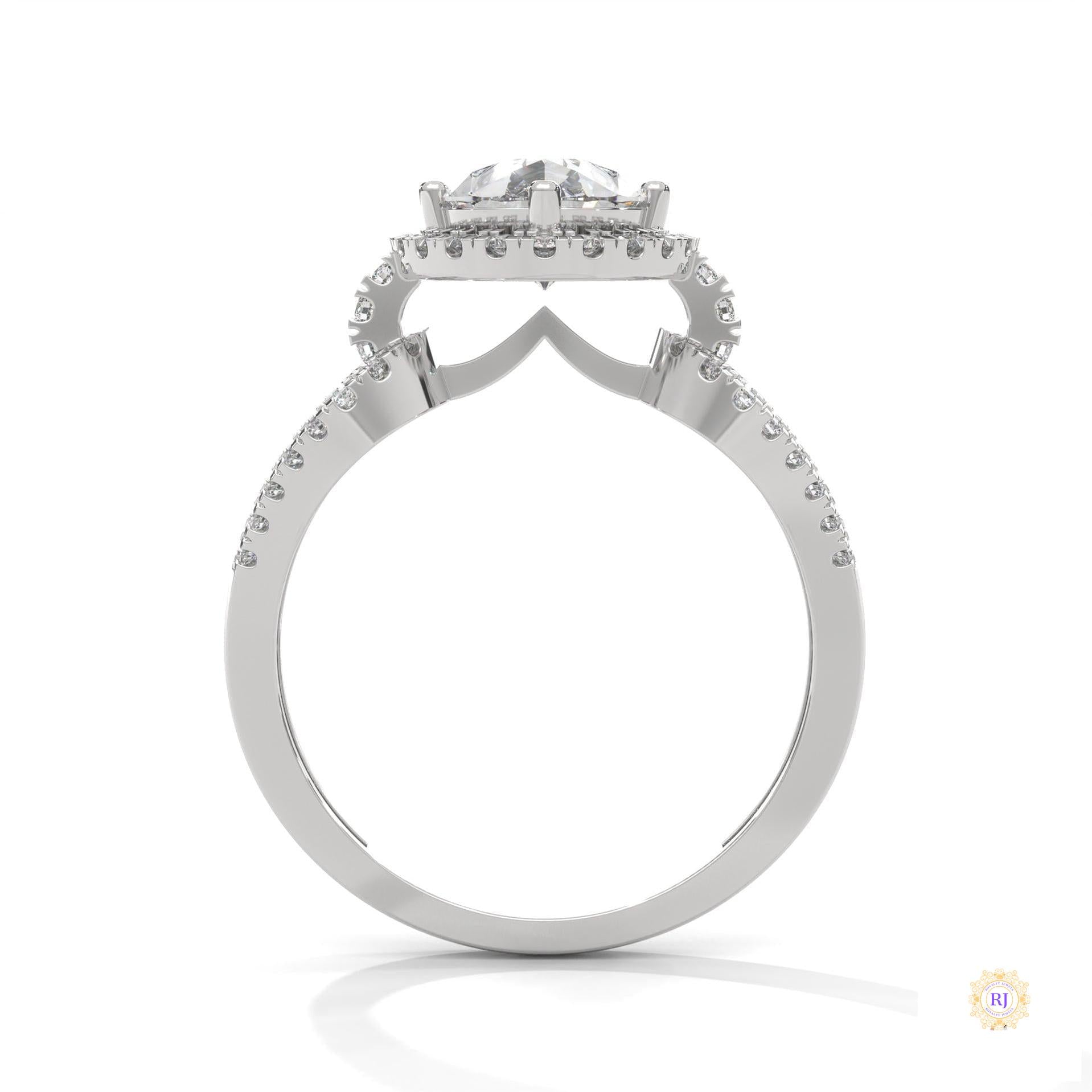 2.35 Ct. Pear Halo Lab Diamond Engagement Ring