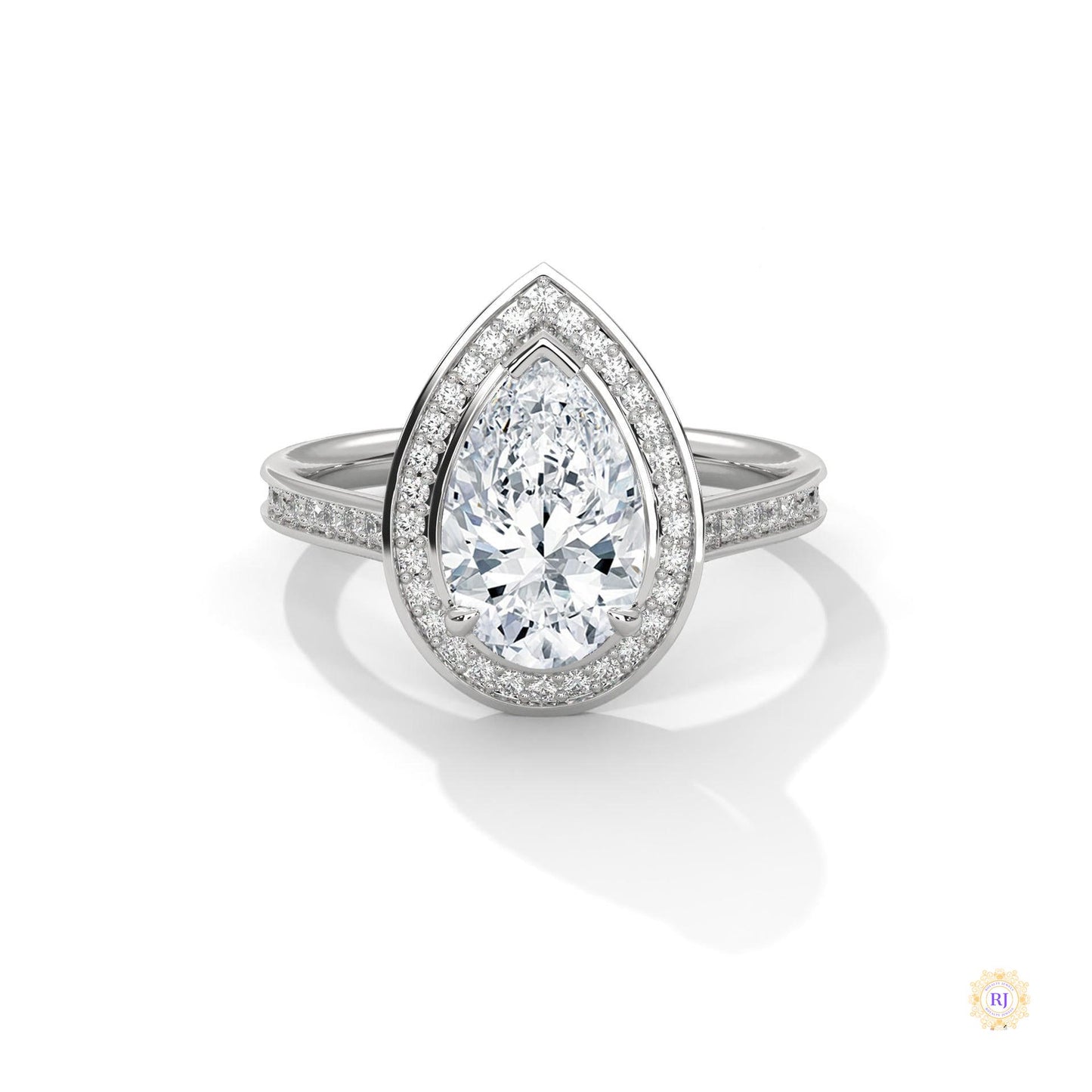 2.35 Ct. Pear Halo Lab Diamond Engagement Ring