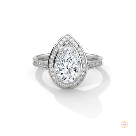 2.35 Ct. Pear Halo Lab Diamond Engagement Ring