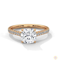 2.40 Ct. Cushion Pavé Solitaire Engagement Ring